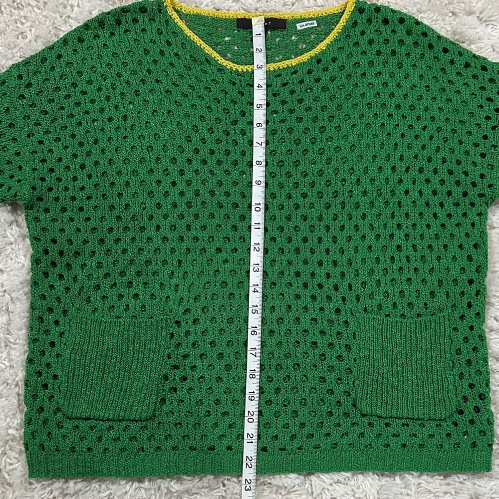 FEVER Y2K Green Open-Knit Bohemian Sweater Sz S - Picture 11 of 12